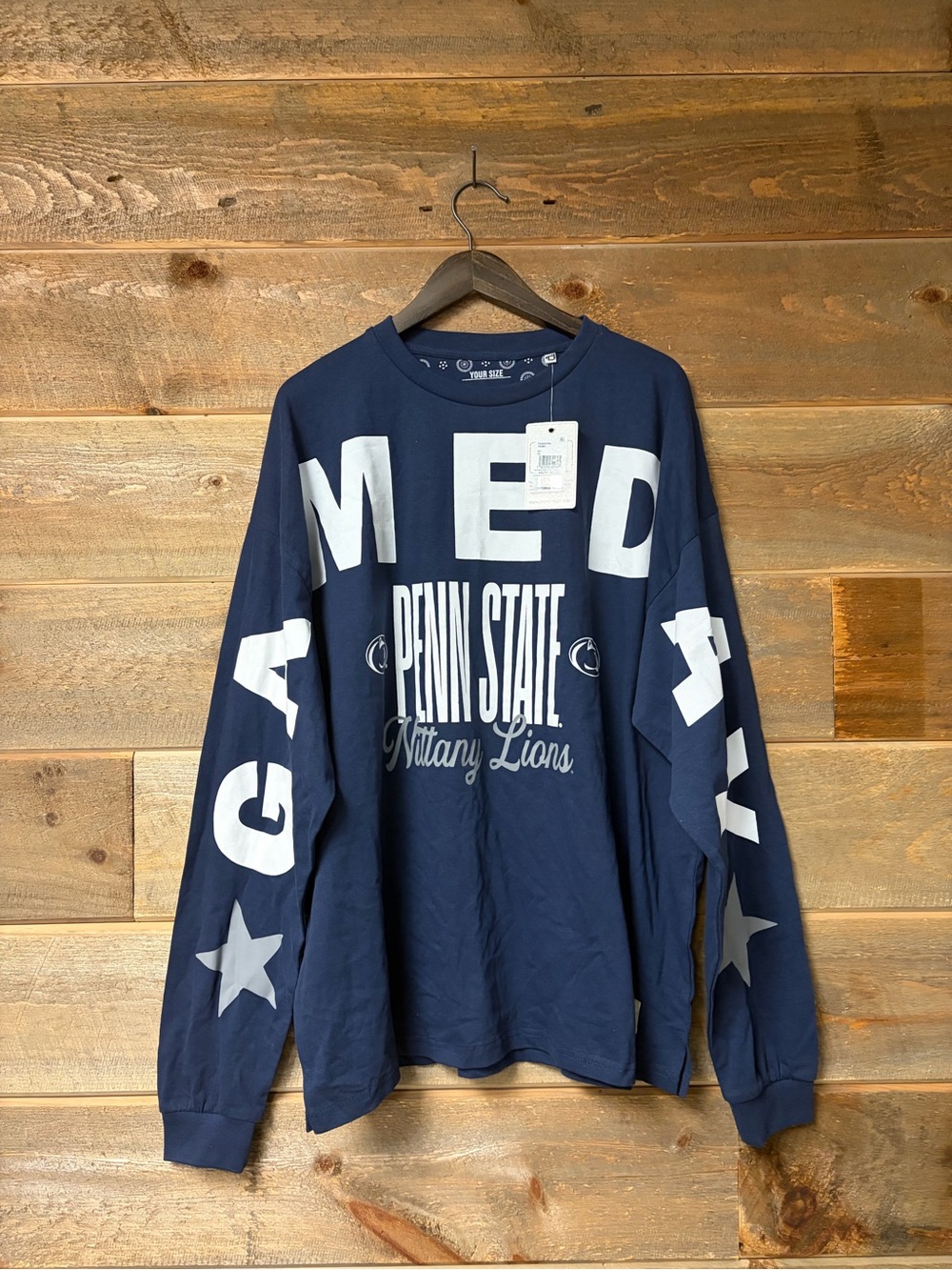 Penn State University PSU Game day Pressbox Oversized LS Shirt OS NWT Collegiate